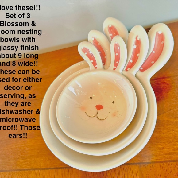 Easter wreath custom designed pink decor new bundle ceramic nesting bowls wooden - Picture 4 of 7